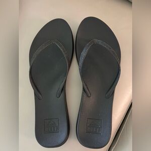 Reef Classic Black Stargazer Sandals with sparkly straps